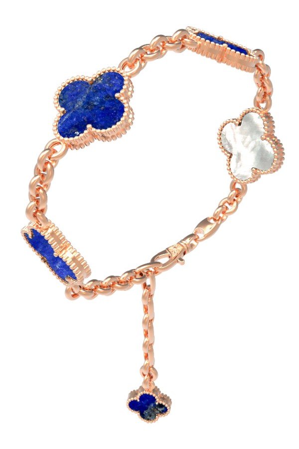 Браслет из золота c лазуритом и перламутром