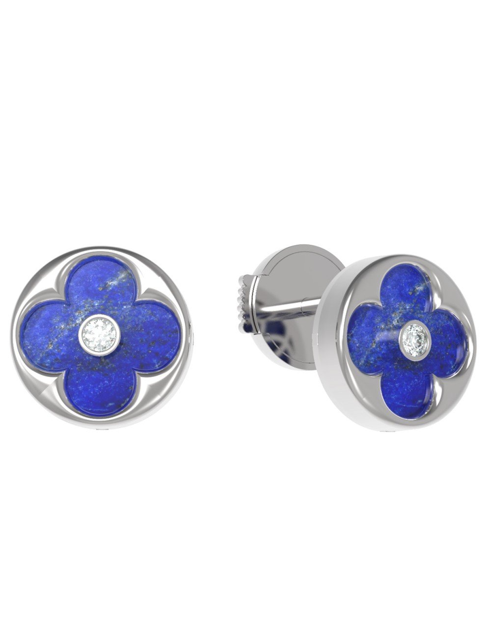 Серьги из белого золота c бриллиантами и лазуритом