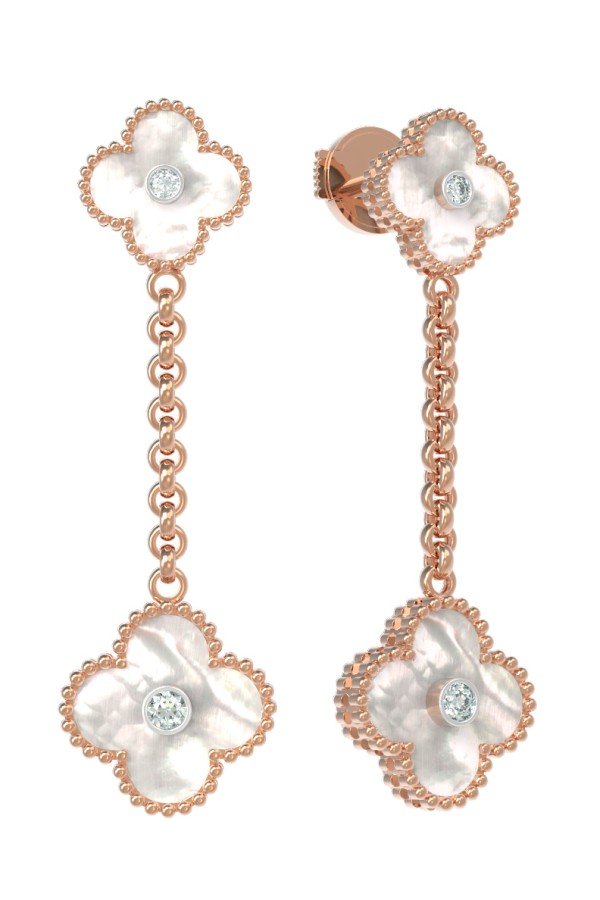 Серьги из золота c бриллиантами и перламутром