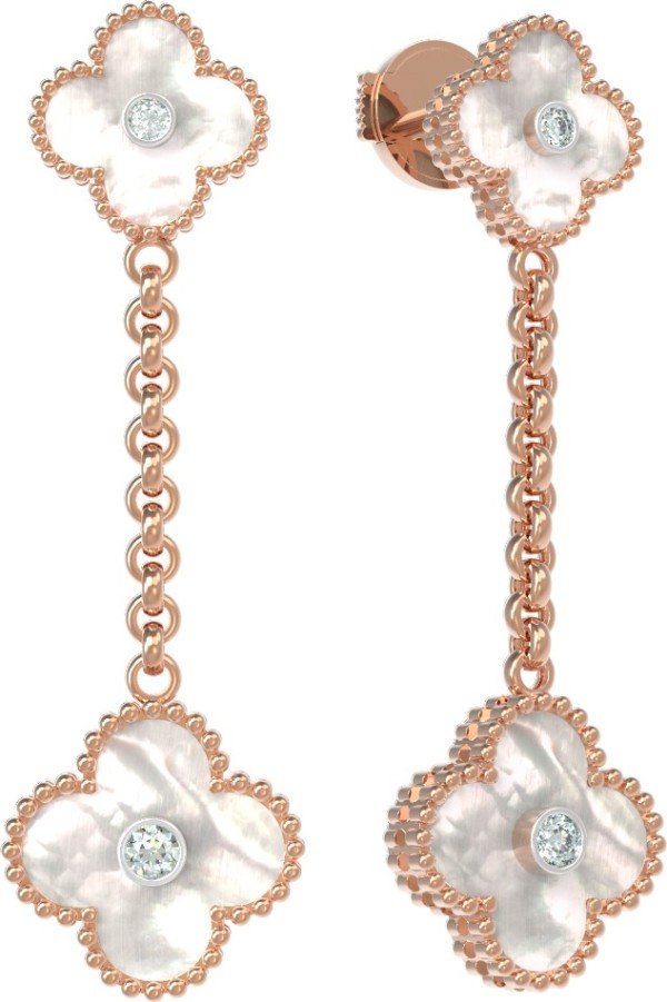 Серьги из золота c бриллиантами и перламутром