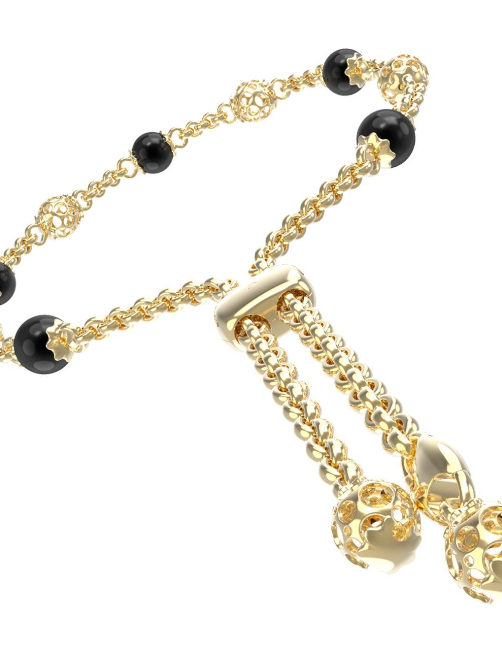 Браслет из лимонного золота c ониксом