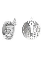 Серьги из белого золота c ониксом и перламутром