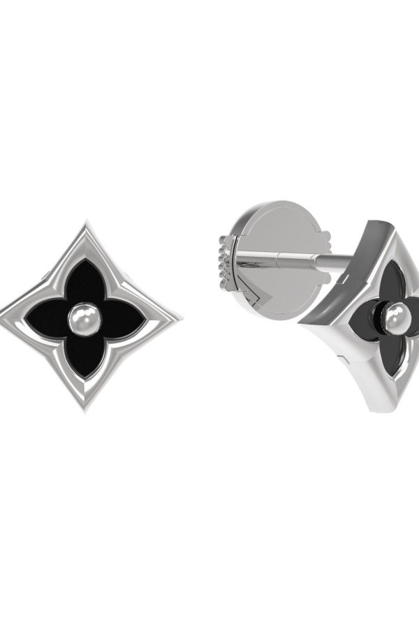 Серьги из белого золота c ониксом