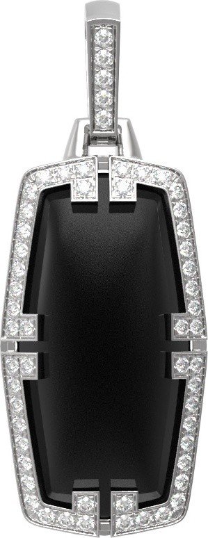 Подвеска из белого золота c бриллиантами, рубином и ониксом