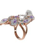 Кольцо из золота c фианитом и аметистом
