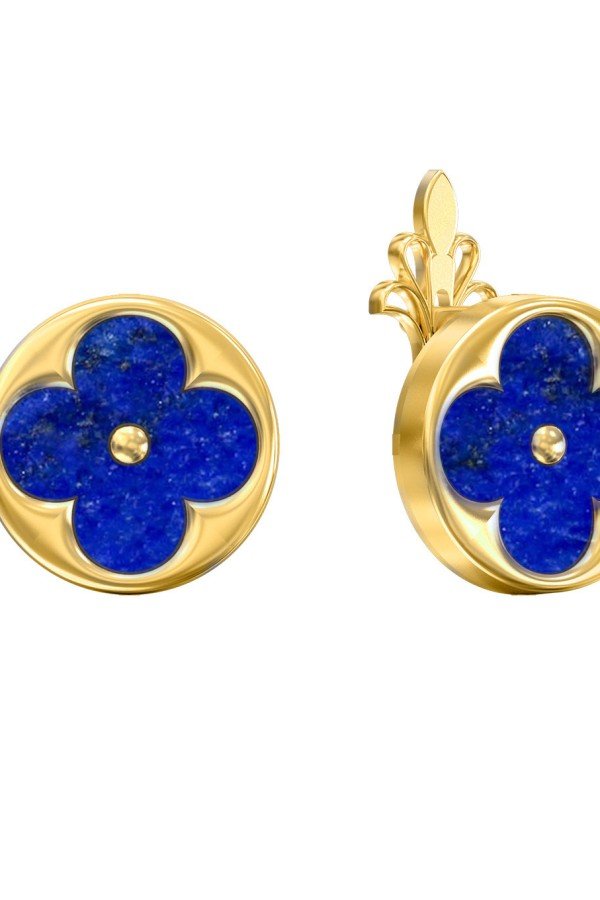 Серьги из лимонного золота c лазуритом