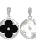 Подвеска из белого золота c ониксом и перламутром