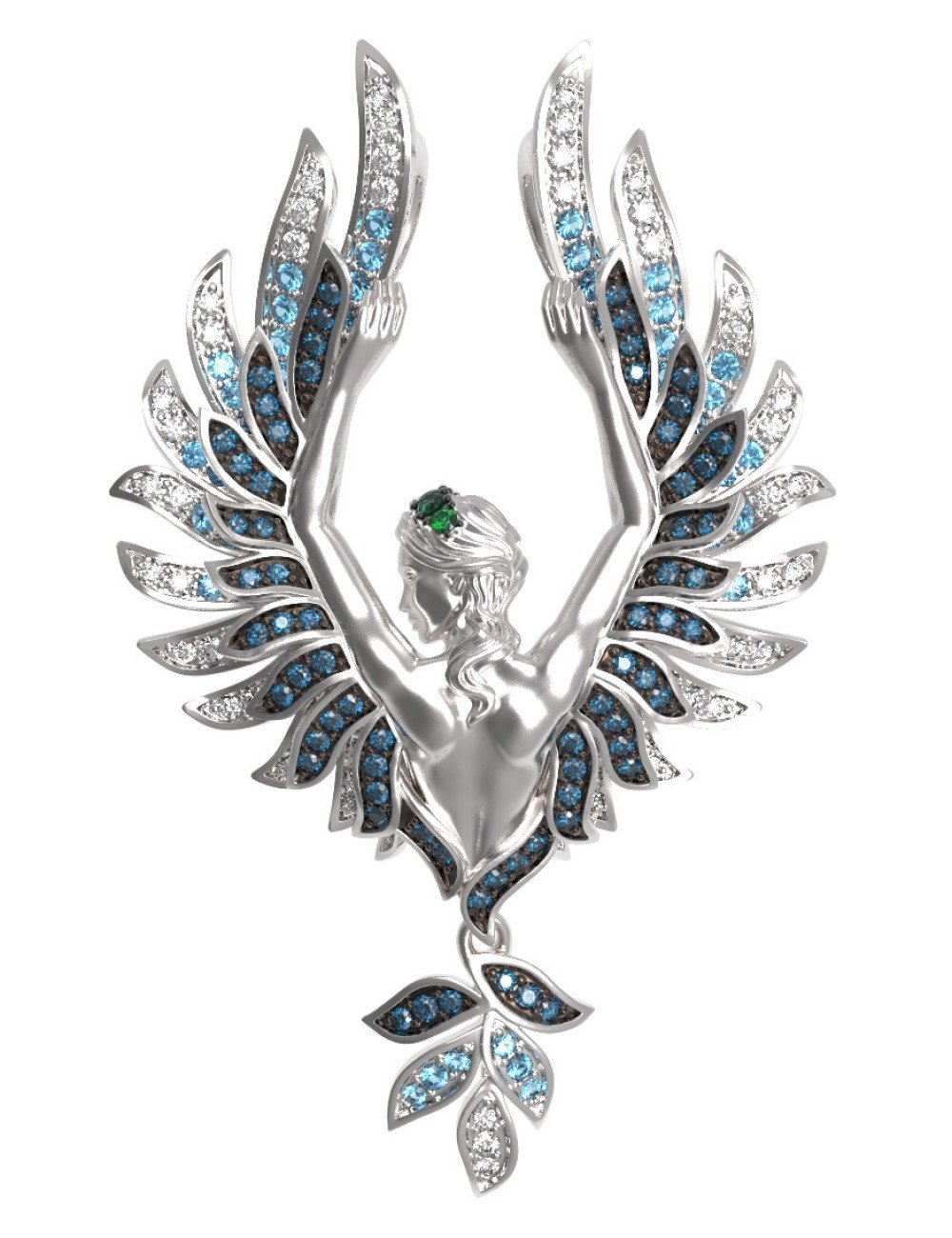 Подвеска из белого золота c фианитом