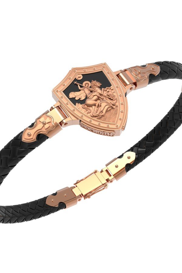 Браслет из золота c шнурком и ониксом