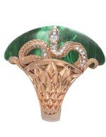 Кольцо из золота c бриллиантами и малахитом