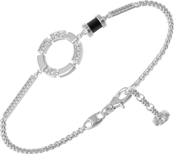 Браслет из белого золота c бриллиантами и ониксом