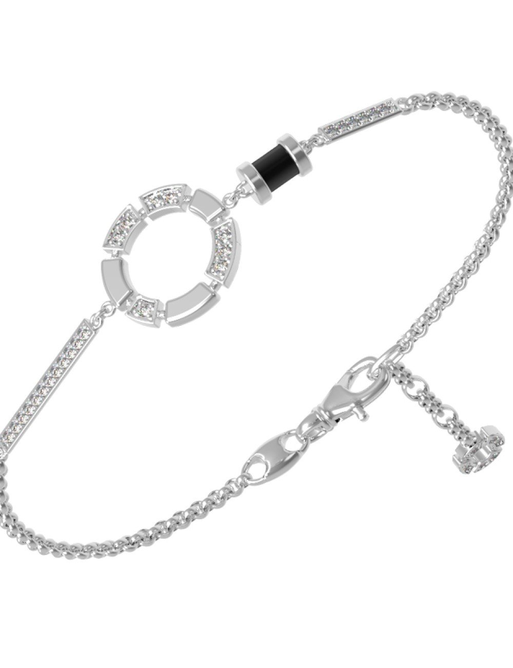 Браслет из белого золота c бриллиантами и ониксом