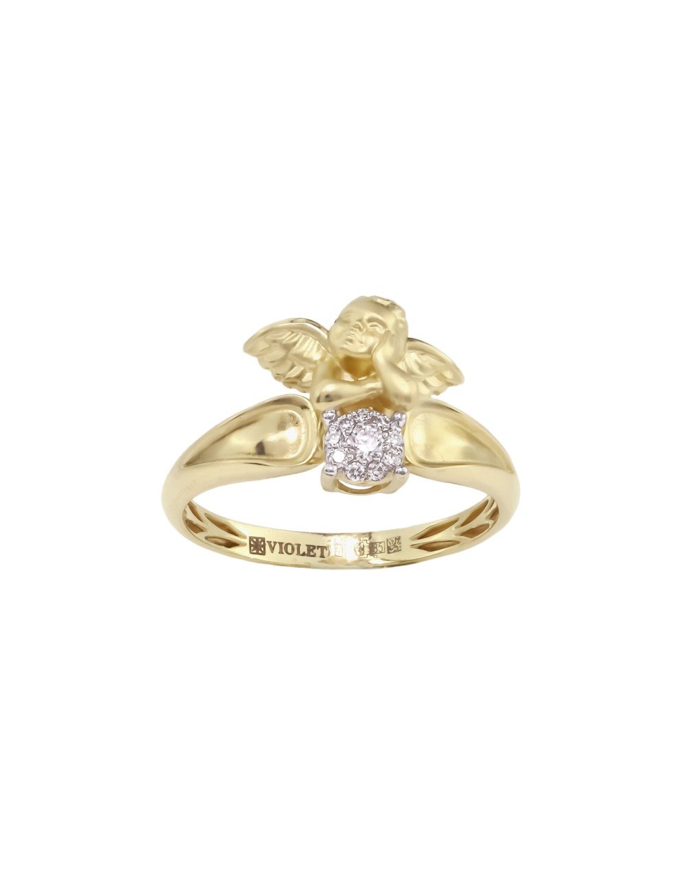 Кольцо из лимонного золота c бриллиантами