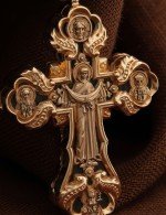 Крест из золота c эбеновым деревом