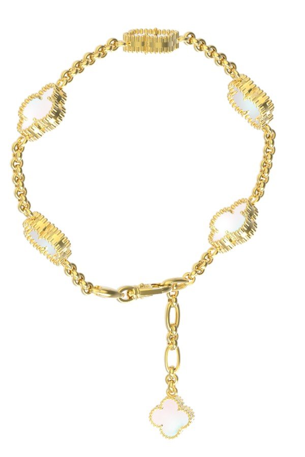Браслет из лимонного золота c перламутром