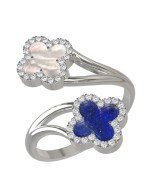 Кольцо из белого золота c бриллиантами, лазуритом и перламутром