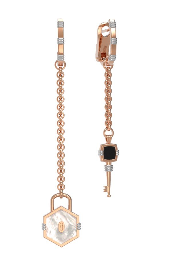 Серьги из золота c ониксом и перламутром