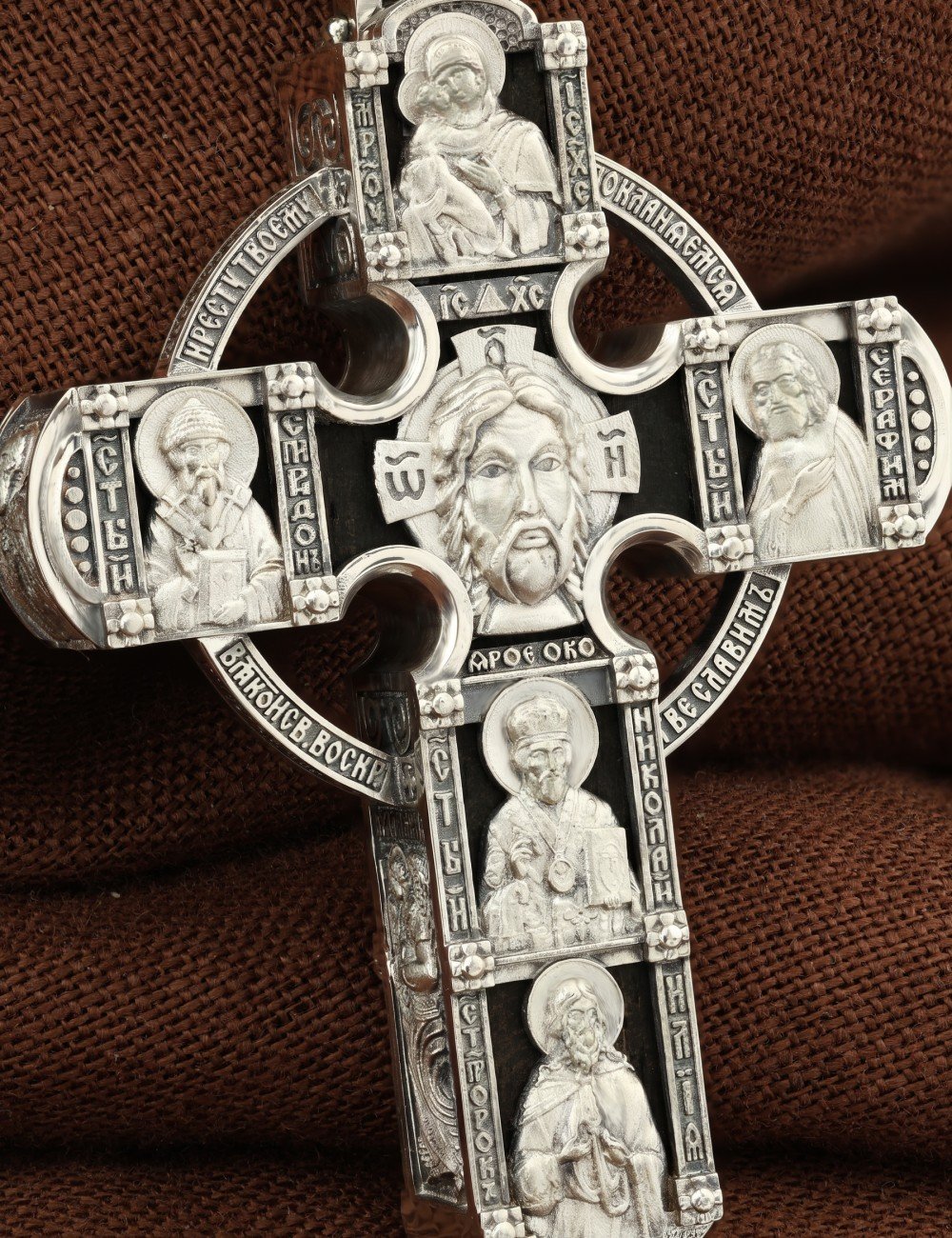 Крест из серебра 925 пробы c эбеновым деревом