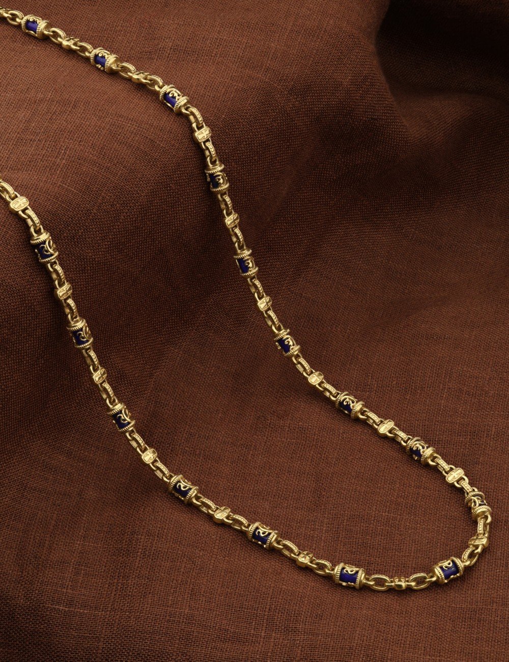 Цепь из лимонного золота c лазуритом