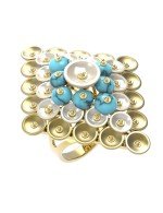 Кольцо из лимонного золота c бирюзой и перламутром