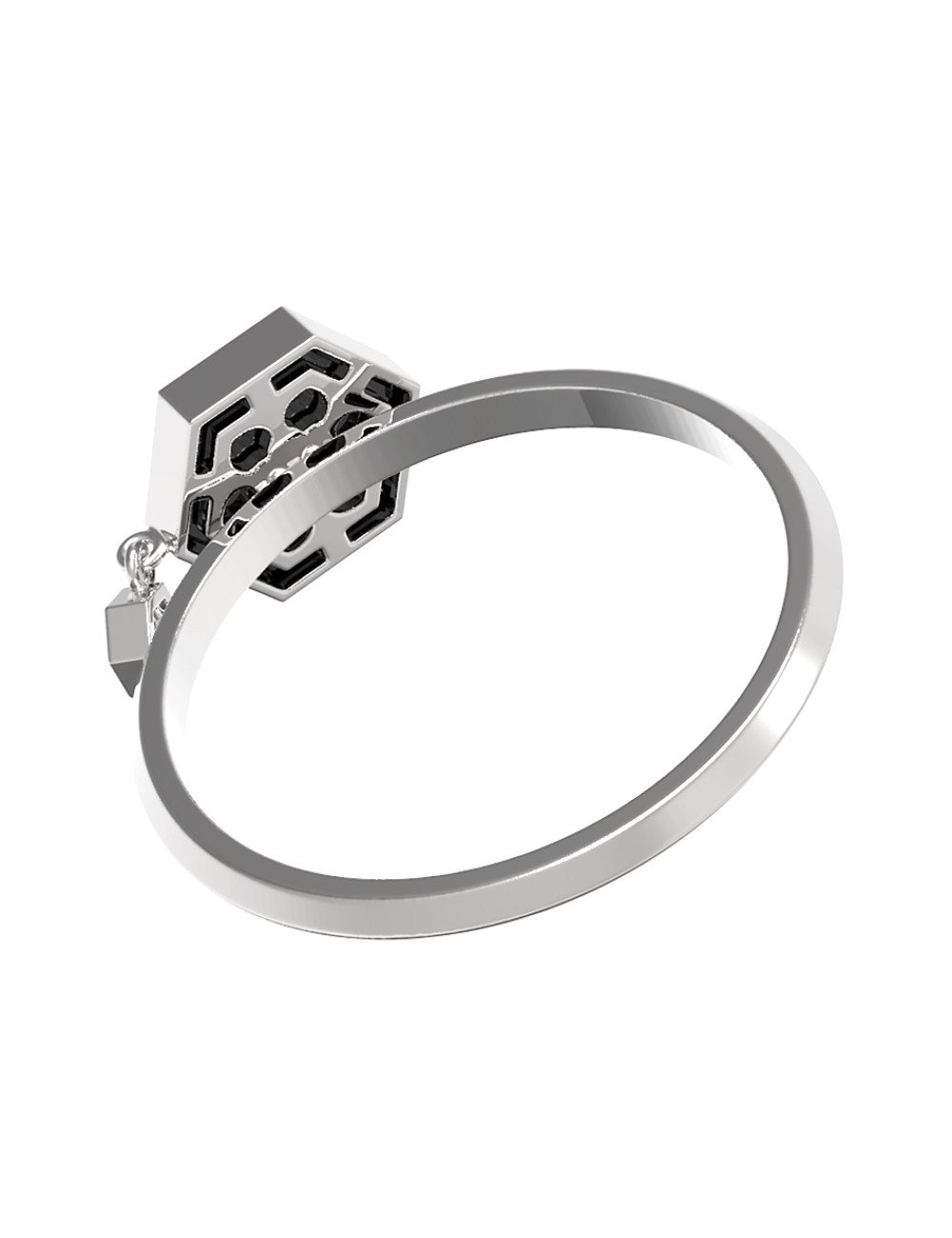 Кольцо из белого золота c бриллиантами и ониксом