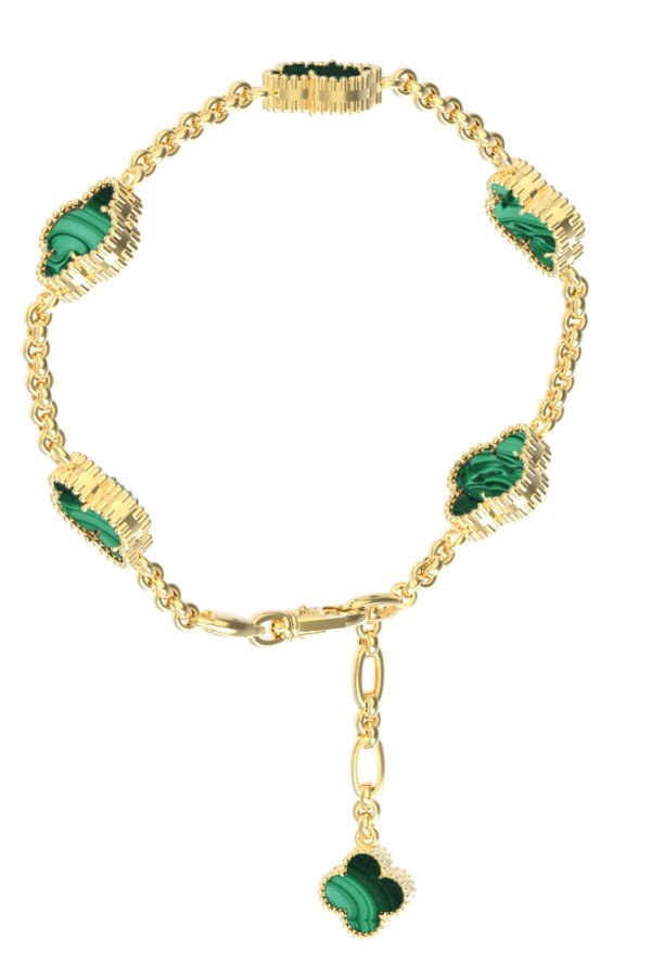 Браслет из лимонного золота c малахитом
