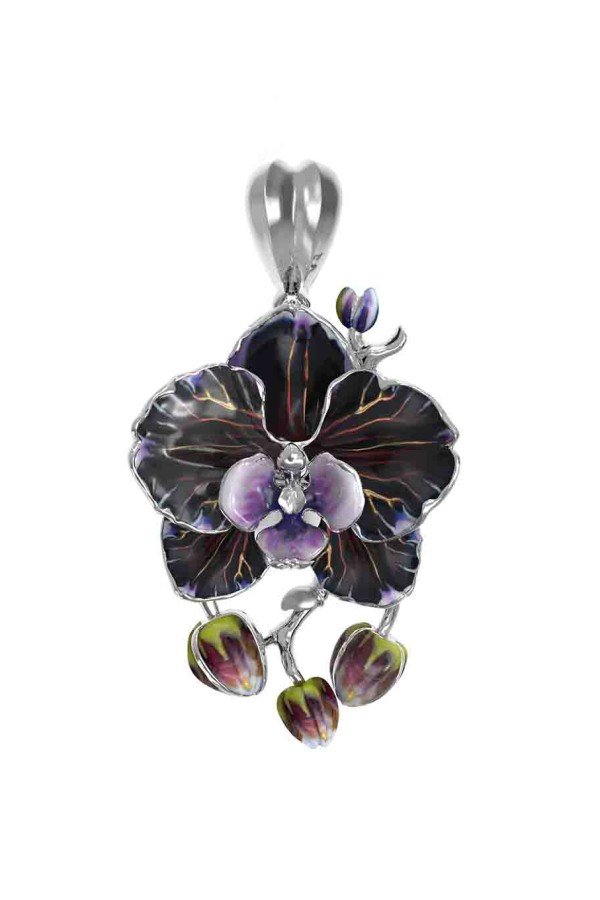 Подвеска из белого золота c эмалью