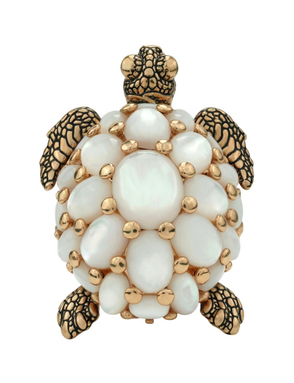 Кольцо из золота c эмалью и перламутром