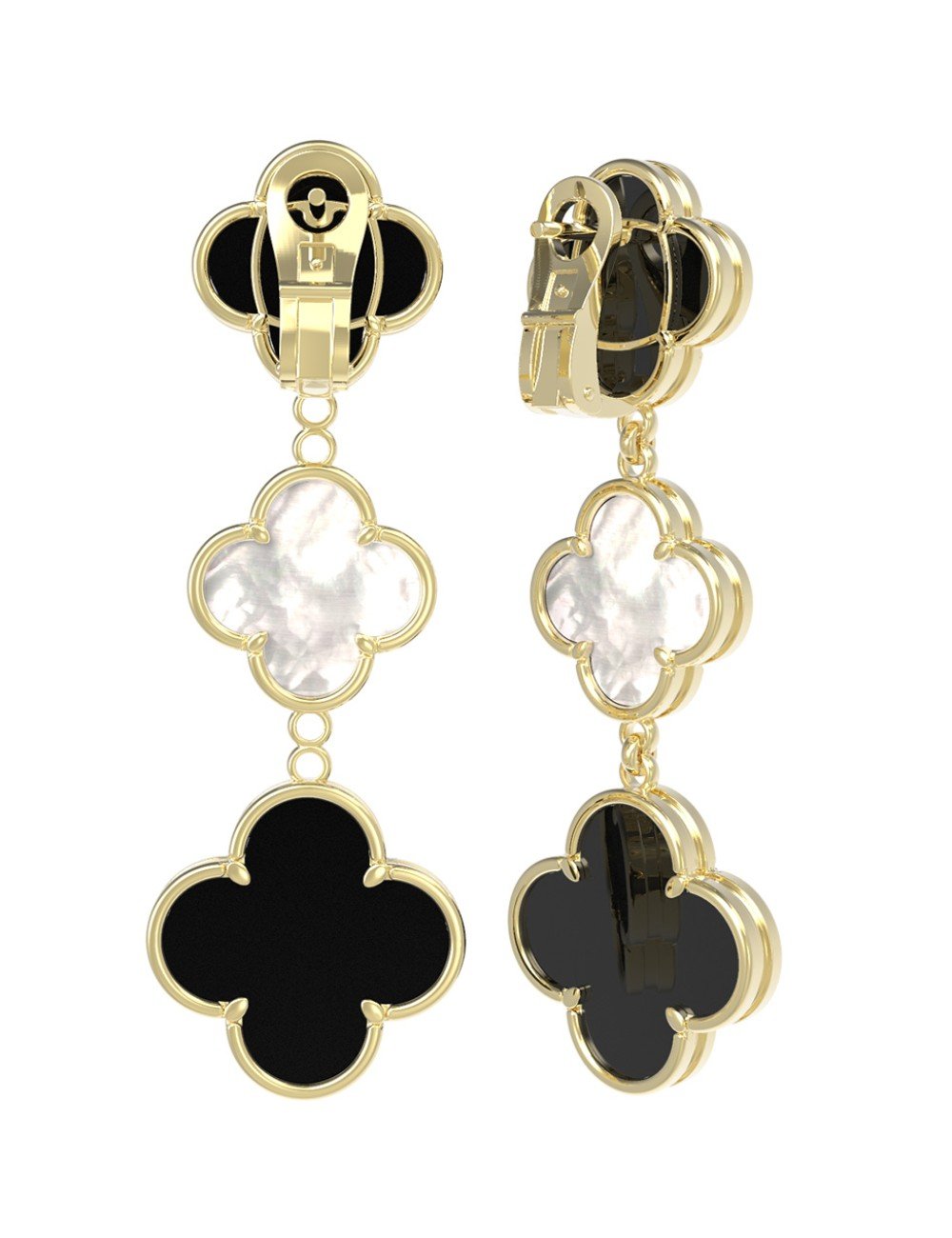 Серьги из лимонного золота c ониксом и перламутром