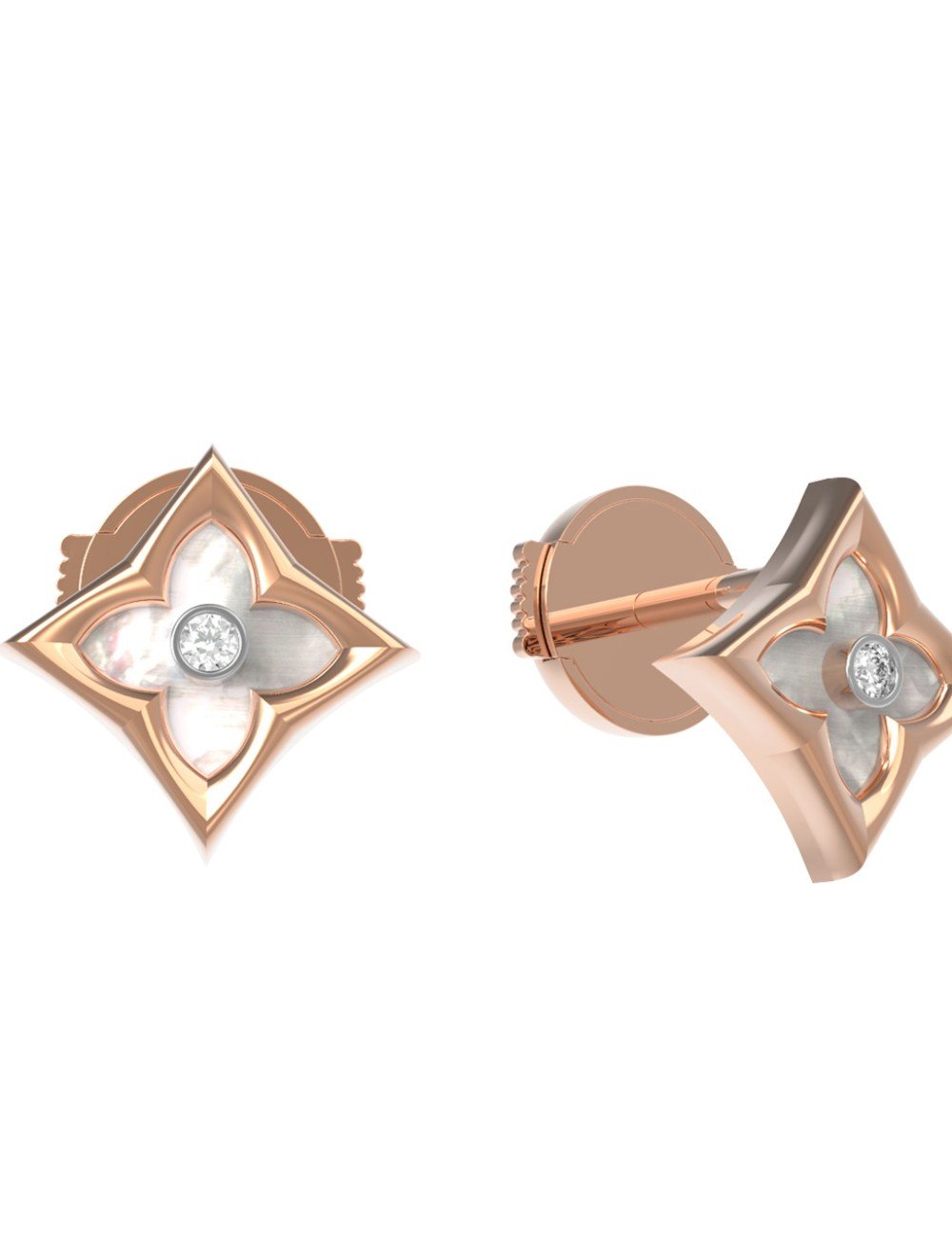 Серьги из золота c бриллиантами и перламутром