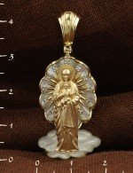 Образок из лимонного золота c бриллиантами и перламутром