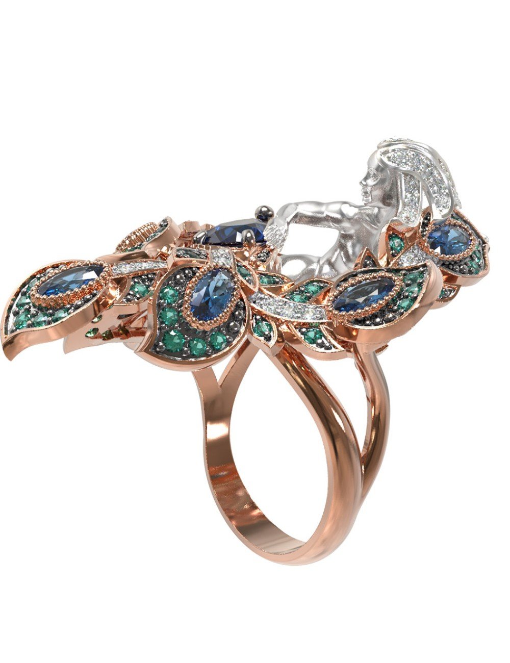 Кольцо из золота c фианитом и топазом London Blue