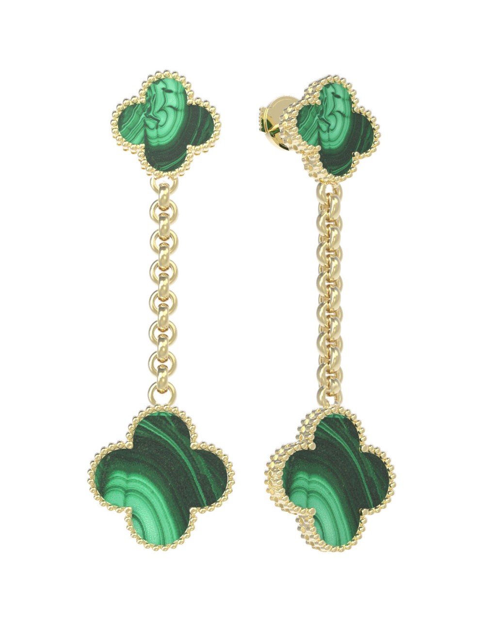 Серьги из лимонного золота c малахитом