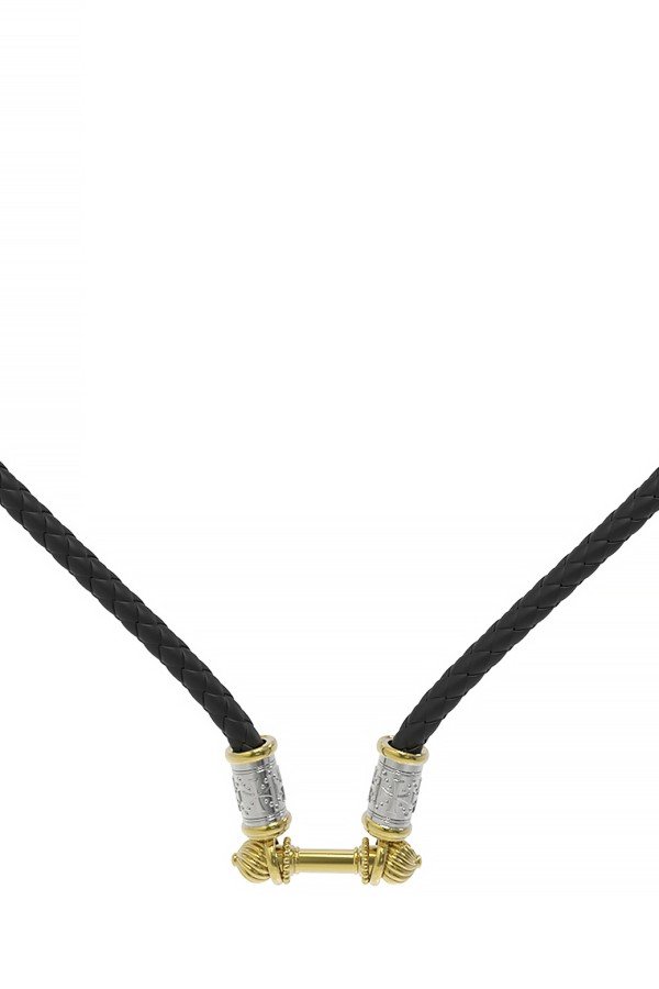 Гайтан из лимонного золота c кожаным шнурком