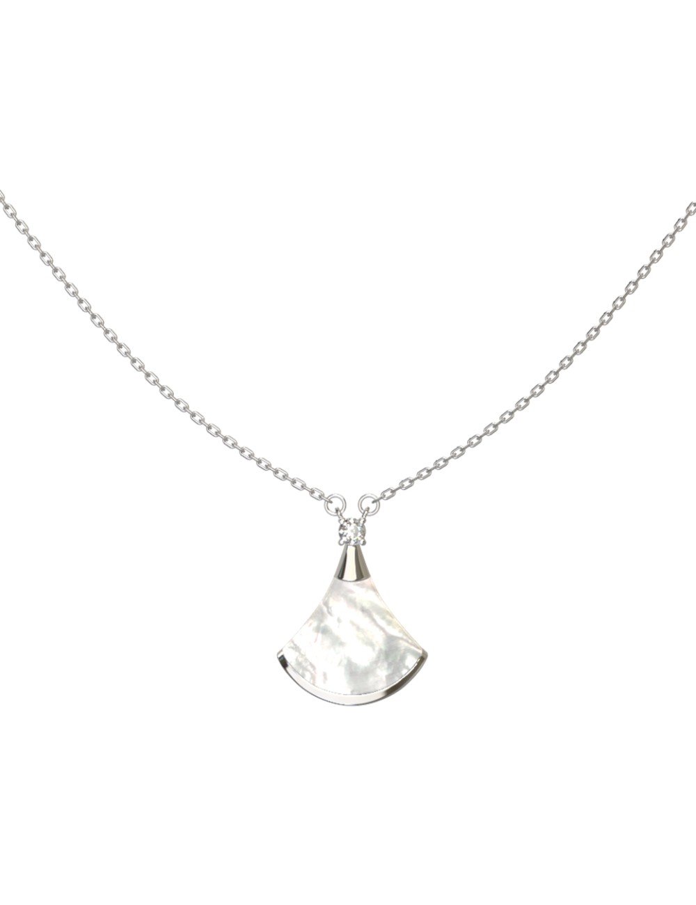 Колье из белого золота c бриллиантами и перламутром