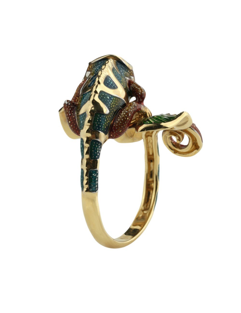 Кольцо из лимонного золота c эмалью