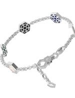 Браслет из белого золота c ониксом, лазуритом, малахитом и перламутром