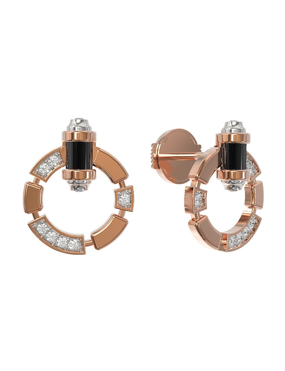 Серьги из золота c бриллиантами и ониксом