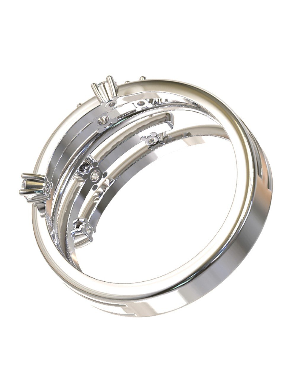 Кольцо из белого золота c бриллиантами