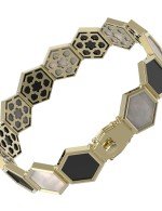 Браслет из лимонного золота c ониксом и перламутром