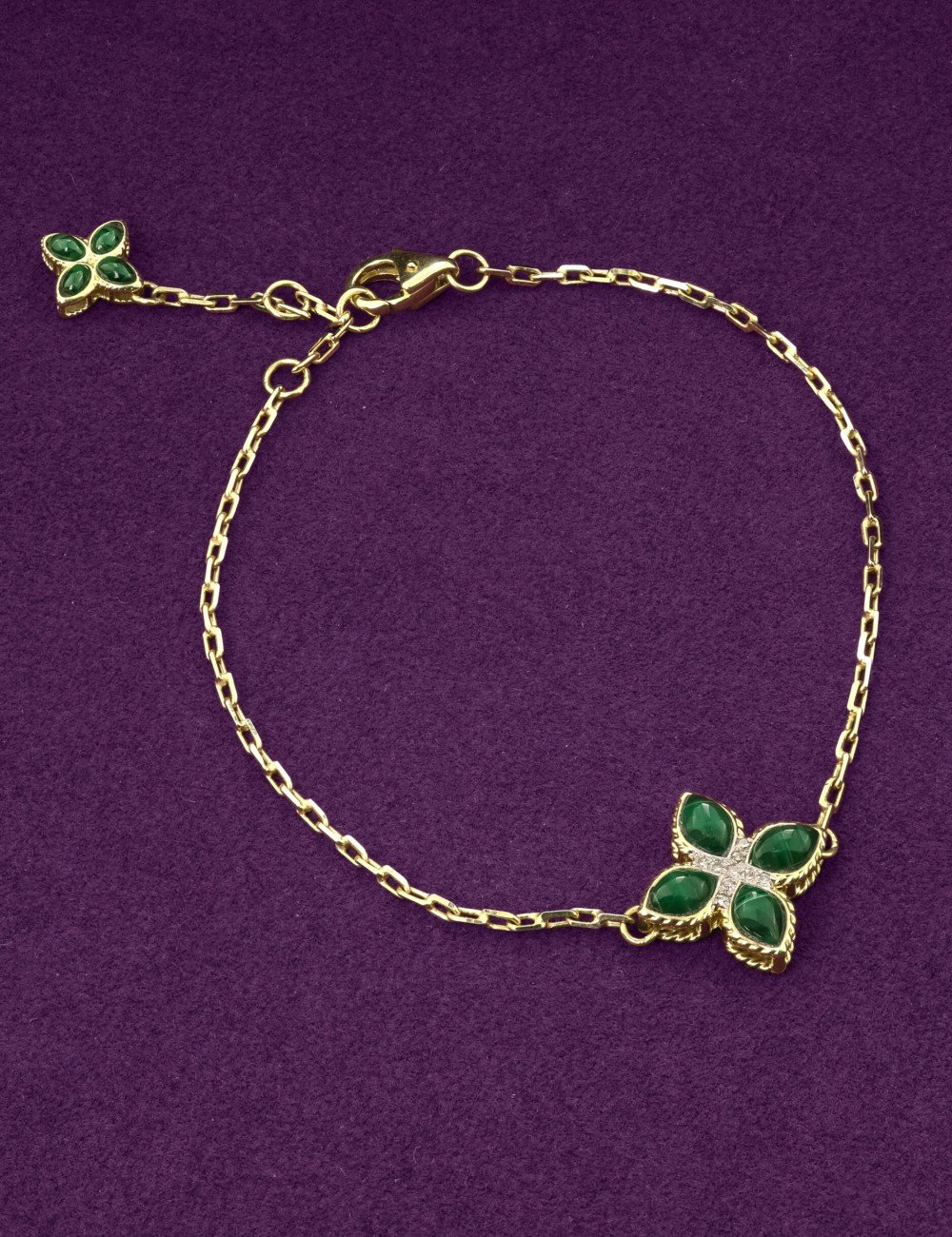 Браслет из лимонного золота c бриллиантами и малахитом