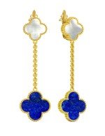 Серьги из лимонного золота c лазуритом и перламутром