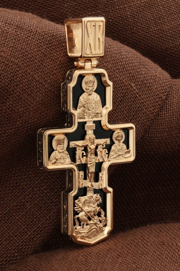 Крест из золота c ониксом