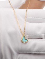 Колье из лимонного золота c бирюзой