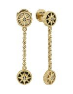 Серьги из лимонного золота c бриллиантами, ониксом и перламутром