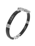 Браслет из белого золота c шнурком и ониксом
