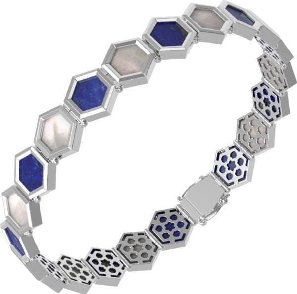 Браслет из белого золота c лазуритом и перламутром