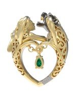 Подвеска из лимонного золота c фианитом и хризопразом