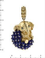 Подвеска из лимонного золота c эмалью и лазуритом