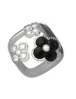 Кольцо из белого золота c бриллиантами и ониксом